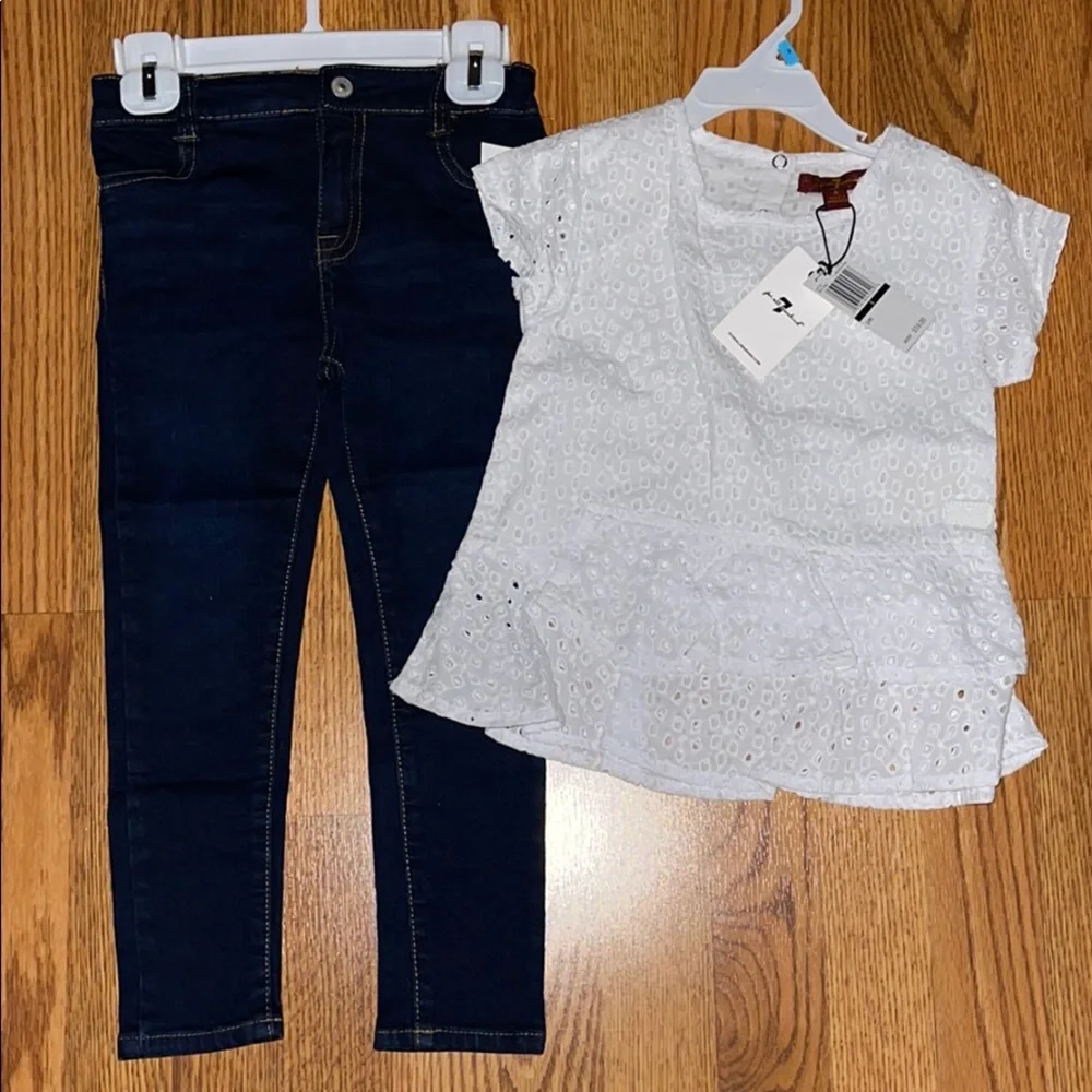 NWT 7 For All Mankind 5 Blue Jeans Shirt Blouse